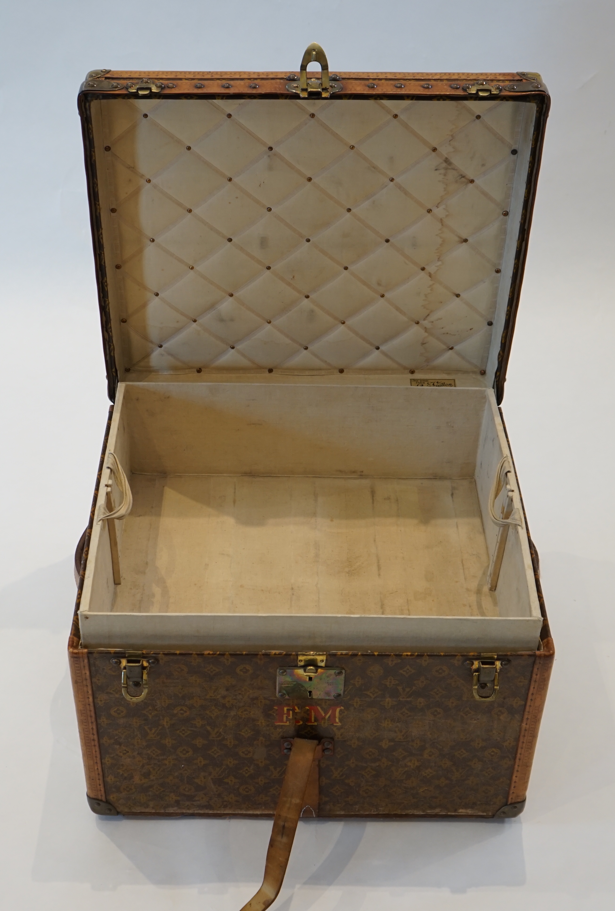 A vintage Louis Vuitton trunk width 61cm, depth 62cm, height 43cm